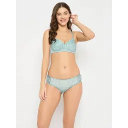 Clovia Blue Padded Non-Wired Full Coverage Floral Print Multiway T-Shirt Bra & Mid Waist Hipster Panty With Lace Panels-picture-16