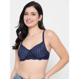Clovia Blue Polyamide Printed Padded Full Cup Wire Free T-Shirt Bra-picture-14