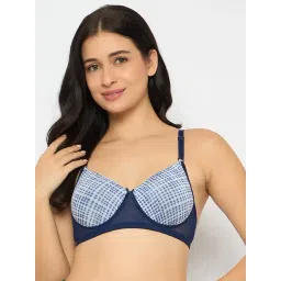 Clovia Blue Polyamide Regular fit Geometric Print Bra Sets-picture-10