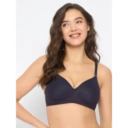 Clovia Blue Polyamide Solid Padded Full Cup Wire Free T-Shirt Bra-image-2