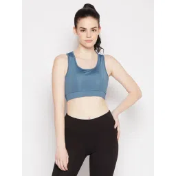 Clovia Blue Polyester Full Coverage Racerback Sports Bra-picture-20