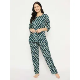 Clovia Blue Print Top and Pyjamas Set-image-26