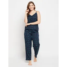 Clovia Blue Printed Top With Pyjamas-picture-30