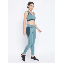 Clovia Blue Sports Bra With Tights image 3