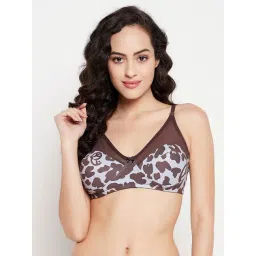 Clovia Brown & Purple Cotton Printed Full Coverage T-Shirt Bra-picture-23