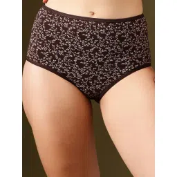 Clovia Brown Cotton Regular Fit Printed Panties-picture-13