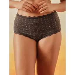 Clovia Brown Cotton Regular Fit Printed Panties-picture-14
