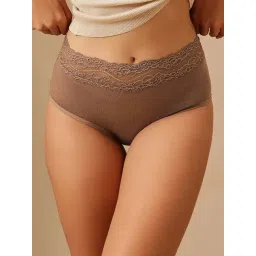 Clovia Brown Cotton Regular Fit Self Pattern Panties-picture-43