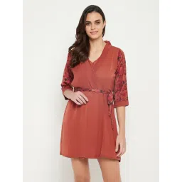 Clovia Brown Printed Robe-picture-17
