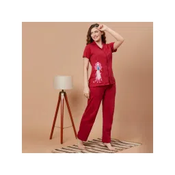 Clovia Button Me Up Shirt & Pyjama With Pocket- Cotton (XL)-picture-16