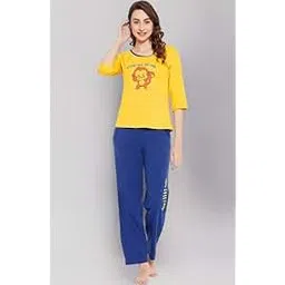 clovia CloviaWomen's Cotton Print Me Pretty Top in Yellow & Chic Basic Pyjama Set in Yellow-picture-23