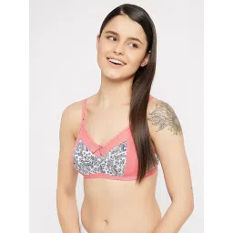 Clovia Coral & White Non Wired Non Padded Full Coverage Bra-picture-36