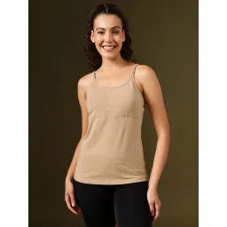 Clovia Cotton Chic Basic Padded Camisole With Adjustable Strap Beige-picture-12