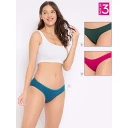 Clovia Cotton Pack of 3 Spandex Low waist Outer elastic Bikini Panty-image-22