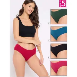 Clovia Cotton Pack of 5 Spandex Medium waist Inner elastic Hipster Panty-image-12