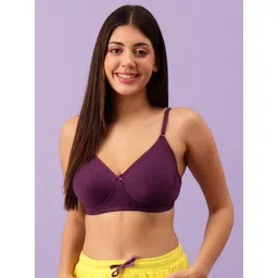 Clovia Cotton Rich Non-Padded Wirefree T-Shirt Bra - Purple-picture-12