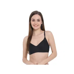 Clovia Cotton Rich Solid Non-Padded Full Cup Wire Free T-shirt Bra - Black-picture-30