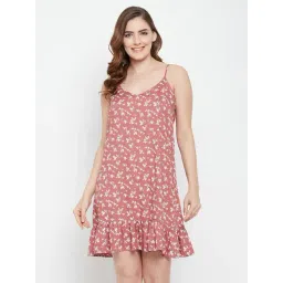 Clovia Dusty Pink Printed Night Dress-picture-11