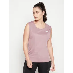 Clovia Dusty Pink Printed Round Neck Tank Top image 1