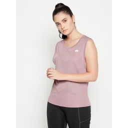 Clovia Dusty Pink Printed Round Neck Tank Top image 3