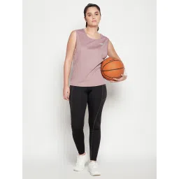 Clovia Dusty Pink Printed Round Neck Tank Top image 4