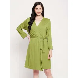 Clovia Green Cotton Robe-picture-22