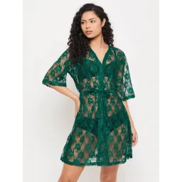 Clovia Green Lace Robe-picture-23