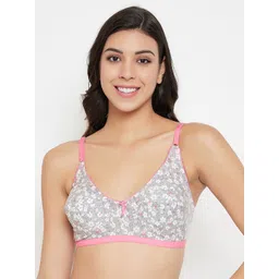 Clovia Grey & White Printed Non-Wired Non Padded T-shirt Bra BR0185V0532B-picture-12