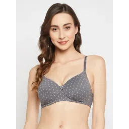 Clovia Grey Cotton Printed T-Shirt Bra-picture-14