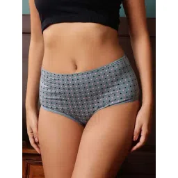 Clovia Grey Cotton Regular Fit Printed Panties-picture-19