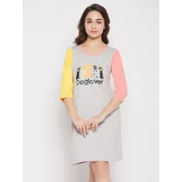 Clovia Grey Printed Night Dress-picture-37
