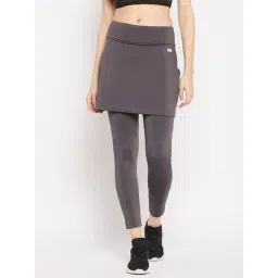 Clovia Grey Regular Fit High Rise Tights With Skirt-picture-15