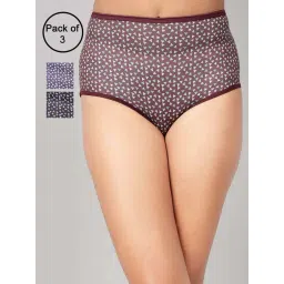 Clovia Maroon & Blue Cotton Regular Fit Printed Panties - Pack Of 3-picture-14