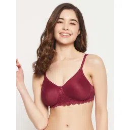 Clovia Maroon Cotton Lace Work Everyday Bra-picture-38