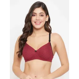 Clovia Maroon Cotton Printed T-Shirt Bra-picture-22