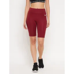 Clovia Maroon High Rise Sports Shorts-picture-30