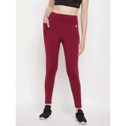 Clovia Maroon High Rise Sports Tights-picture-31