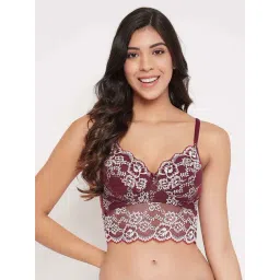 Clovia Maroon Lace Work Bralette Bra-picture-46