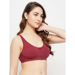 Clovia Maroon Plain Bra image 4