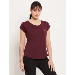 Clovia Maroon Polyester Solid Round Neck Sports T-Shirt-picture-32