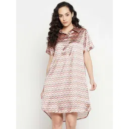 Clovia Multi Satin Regular Fit Printed Nighties-picture-19