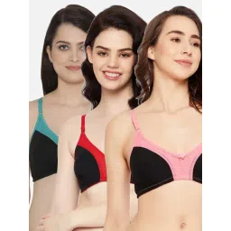 Clovia Multicolor Full Coverage Non-Wired Everyday Bra - Pack of 3-image-24