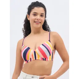 Clovia Multicolor Polyamide Stripe T-Shirt Bra-image-29
