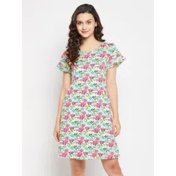 Clovia Multicolor Printed Cotton Night Dress-image-47