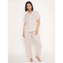 Clovia Multicolor Relaxed Fit Printed Pyjama Sets-image-43
