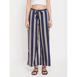 Clovia Navy & Beige Striped Pyjamas-picture-48