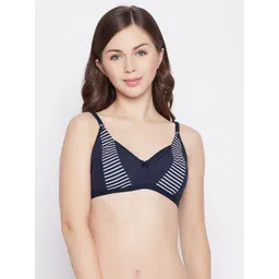 Clovia Navy Blue & White Everyday Bra Lightly Padded-picture-33