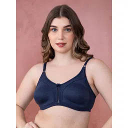 Clovia Navy Blue Solid Non-Wired Non Padded T-shirt Bra BR2077R0832E-picture-20