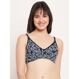 Clovia Navy Cotton Floral Print Full Coverage Bra-picture-36