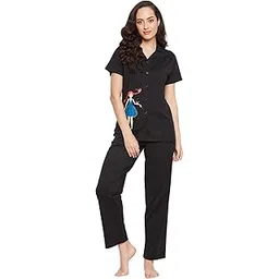 clovia Night Suits for Women, Night Dresses for Women, Pyjama Set for Women, Cotton Night Suit for Women, Night Wear for Women, Lounge Wear Set for Women - Printed Shirt & Pyjama-picture-20